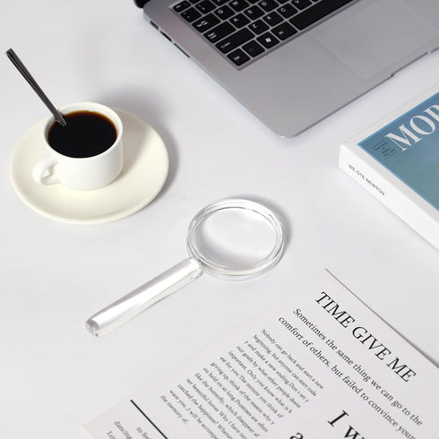 MAGDEPO 3X Handheld Magnifier, 2-in-1 Clear Acrylic Magnifying Glass with Bar Handle for Reading Small Prints
