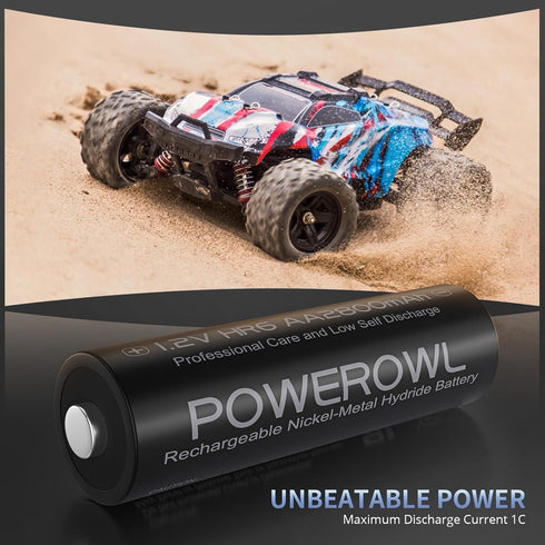 POWEROWL 2800mAh 1200 1.2V 8 Count AA Batteries Rechargeable Kit, High Capacity Cycles NiMH Double A Battery, Silver