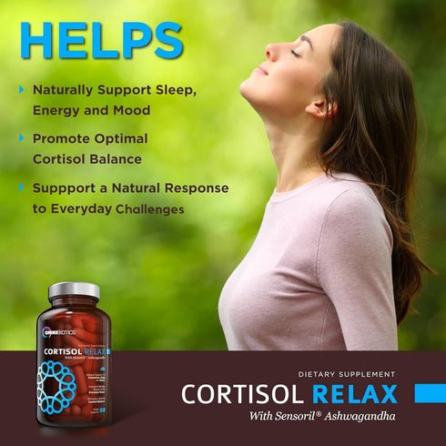 OmniBiotics Cortisol Relax Supplement, Ashwagandha & L-Theanine, 60 Vegan Capsules