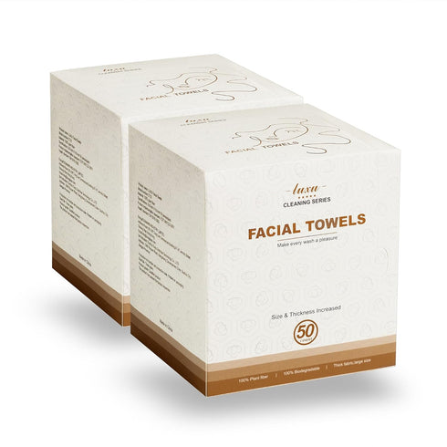 LUXU Large Disposable Face Towel, Extra Thick Soft Biodegradable Facial Washcloth for Sensitive Skin, 100 Count