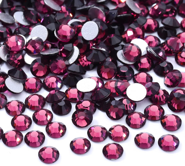 Purple Flatback Rhinestones, Glass Rhinestones for Nail Art and Craft, Loose Crystal Gemstones (SS20, 2880pcs,
