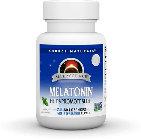 Source Naturals Melatonin, 2.5 mg, 60 Peppermint Flavored Lozenges
