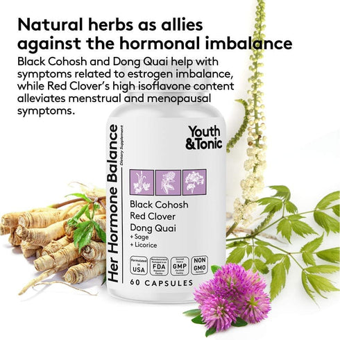 Hormone Balance for Women, PMS & Menopause Relief Support Pills, Natural Herbal Supplements for Hormonal Imbalance