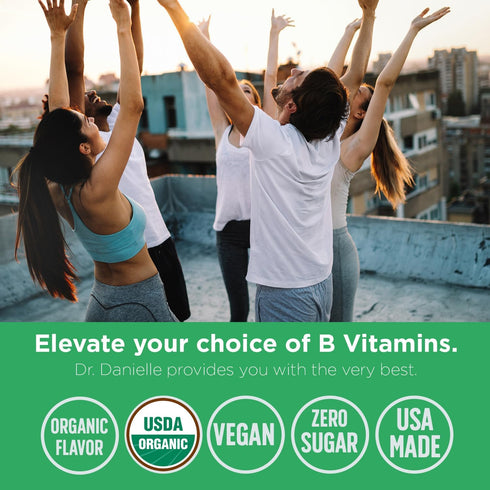 Organic Vitamin B Complex Liquid Drops, 1oz - B Vitamins Supplement with B3, B6, B7, B9 & Methyl B12 for Adults & Kids,