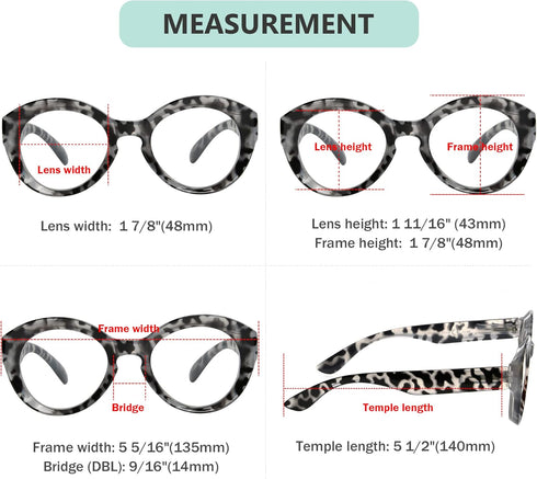 Eyekepper 4 Packing Round Reading Glasses - Women Large Frame Stylish Readers +0.50