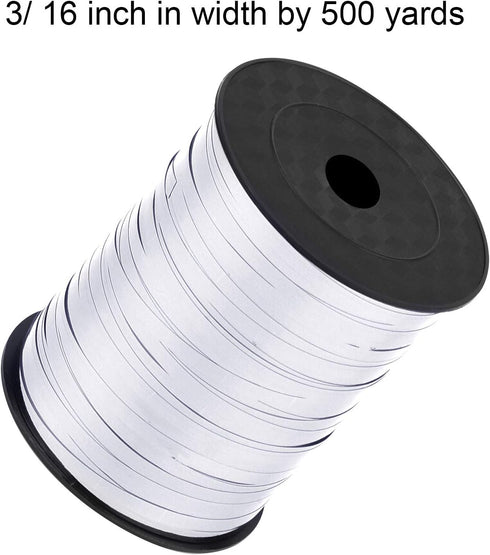 3/16 Inch Crimped Curling Ribbon, 500 Yard Spool for Christmas Balloons or Gift Wrapping (Metallic Silver)