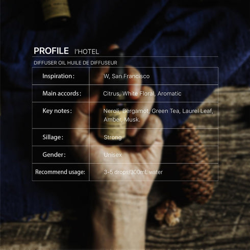 l'Hotel Diffuser Oil, White Floral Citrus Scent, Essential Oils Blend for Ultrasonic Diffuser, 10 ml