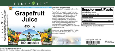 Terravita 450 (100 521734) Grapefruit Juice - mg Capsules, ZIN: