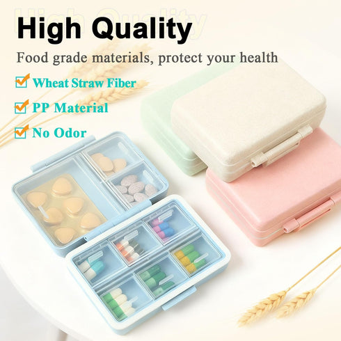 Wopanxye 9 Travel Pill Organizer, Compartments Portable Medicine Storage Box, BPA-Free, Double Lock, Daily Cute