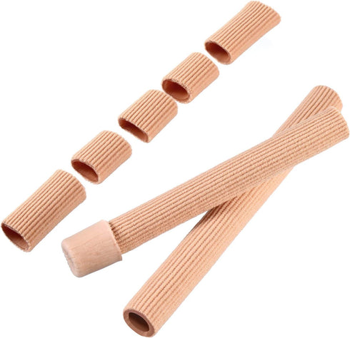 Hestya Open Gel Finger Toe Tubes - 6 Pcs Fabric Gel Lined Cushion Sleeve Protector for Bunion