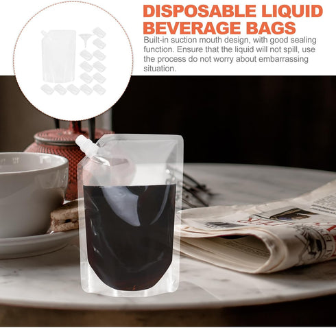 Ipetboom 1000ml 50pcs Packing 5 Liquid Beverage Storage Bags Stand up Leakproof Plastic Pouches with Spout Disposable