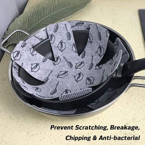 SourceTon 18-Piece Non-Woven Pot & Pan Protectors Set (3 Sizes: 15", 14", 10") - Reusable Cookware Dividers