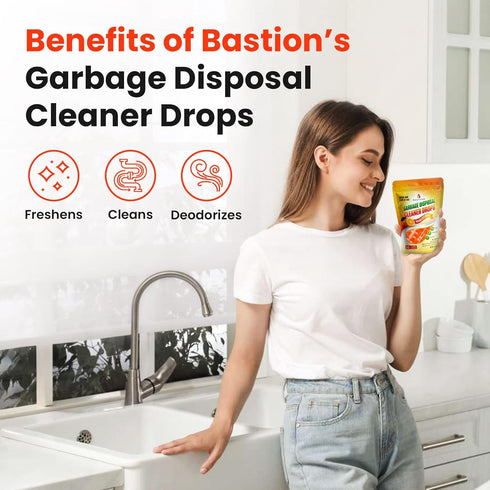 Garbage Disposal Cleaner and Deodorizer Drops, 50-Count, Orange Zest Scented Kitchen Sink Freshener Pods