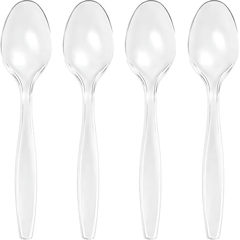 Premium Disposable Clear Plastic Teaspoons, 50 Count, Transparent, Durable, Convenient for Parties and Everyday Use