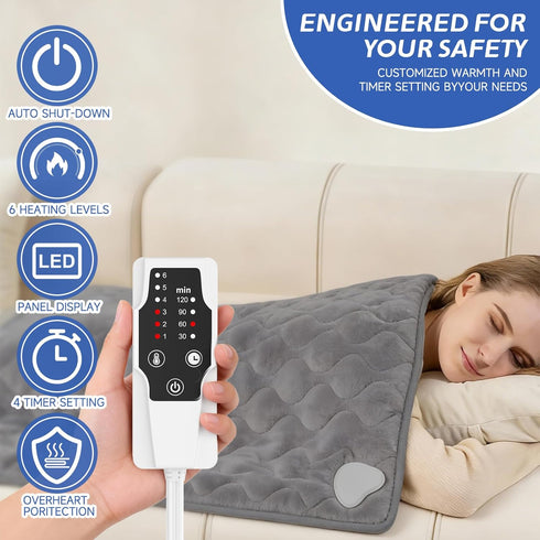Protection-12''24'' Heating Pad for Back Neck Shoulder Pain, Electric Heating Pad Auto Shut Off, Fast Heat, Large