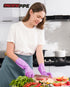 PACIFIC PPE 4 Pairs Reusable Dishwashing Cleaning Gloves, Latex Free, Cotton Lining, Kitchen Gloves, Purple, Large