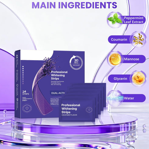 Removal(14pairs) Teeth Whitening Strips, Peroxide-Free Whitening Kit with Hydroxyapatite, Easy at-Home Teeth Whitening