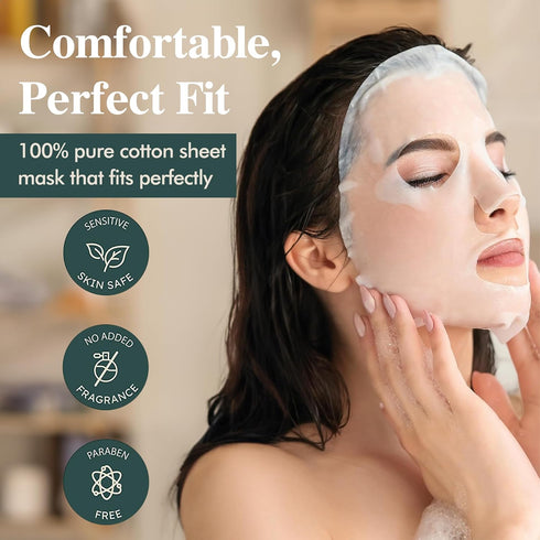 MADECA DERMA 10 Pack Revitalizing Mask - 100% Pure Cotton Sheets for Hydrating Facial Mask, Korean Skincare