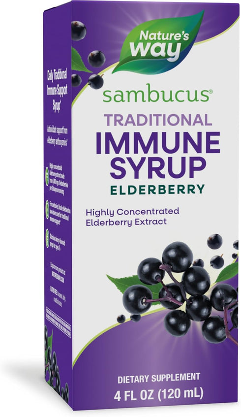 Nature’s Way Sambucus Elderberry Traditional Immune Syrup - 4 Fl Oz, Highly Concentrated Black Elderberry Extract