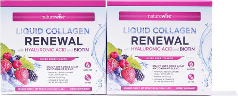NatureWise Liquid Collagen for Women & Men 4000mg, Collagen Peptides with Biotin, Vitamin C, Mixed Berry