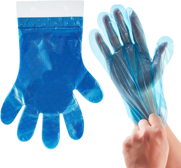 1000 Pack Blue Disposable Poly Gloves for Restaurants, Pastry Shops, and Grocery Stores