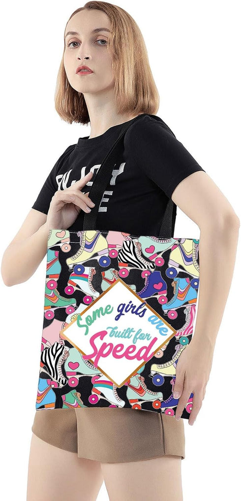 WZMPA Roller Skater Makeup Bag, Gifts for Roller Skating Lovers, Zipper Bag with "Some Girls Are Built For Speed"