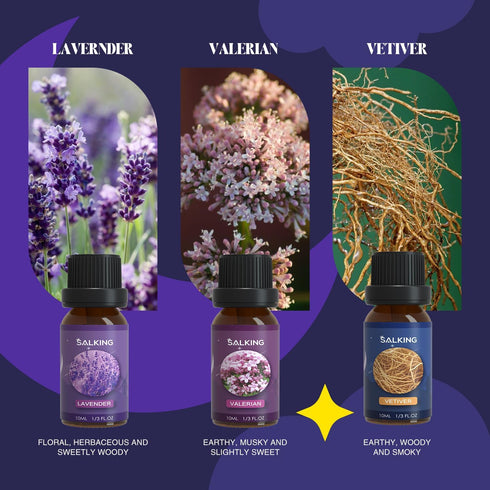 Set, 6 10 ML SALKING Sleep Essential Oils Pure and Natural EssentialOils, Fragrance Oil Scented Oils for Oil Diffusers