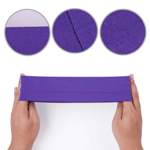 Teemico 10 Pack 3" Cotton Headbands, Stretch Elastic Sports Sweatbands for Teens Women (Purple)