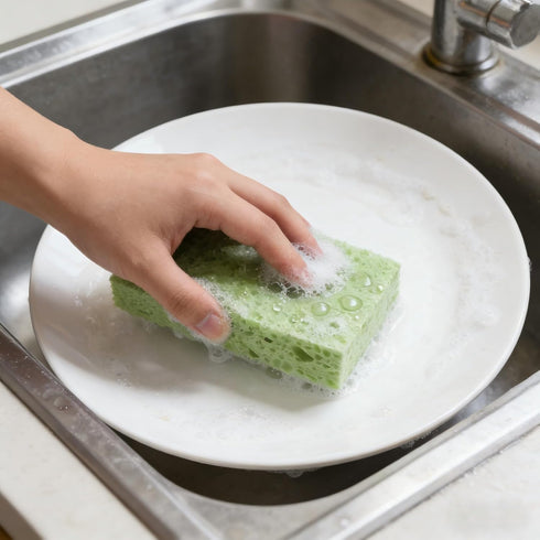 PNSXING 100% 5 Kitchen Sponges- Heavy Duty Cellulose Scrub Dish Sponge for Tough Messes, Scratch Free & Durable