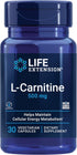 Life Extension L-Carnitine, 500 mg Energy Supplement, Memory Support, 30 Capsules