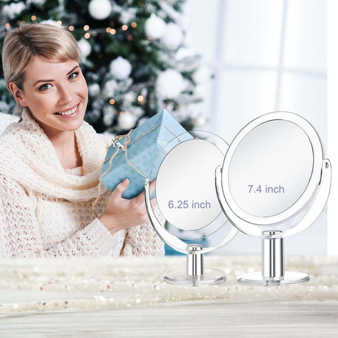 Vanity Mirror Makeup Mirror with Stand, 1X/15X Magnification Double Sided 360 Degree Swivel Mirror, 7.4 Inch Portable