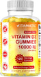 Vitamatic Sugar Free Vitamin D3 10000 IU - 120 Pectin Based Gummies - Great Taste, Healthy Bones & Immune Function