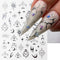 Laser Silver Nail Art Sticker Decal, Sun Moon Butterfly Design, 3D Self-Adhesive Nail Art Supplies, 6 Sheets