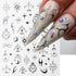 Laser Silver Nail Art Sticker Decal, Sun Moon Butterfly Design, 3D Self-Adhesive Nail Art Supplies, 6 Sheets