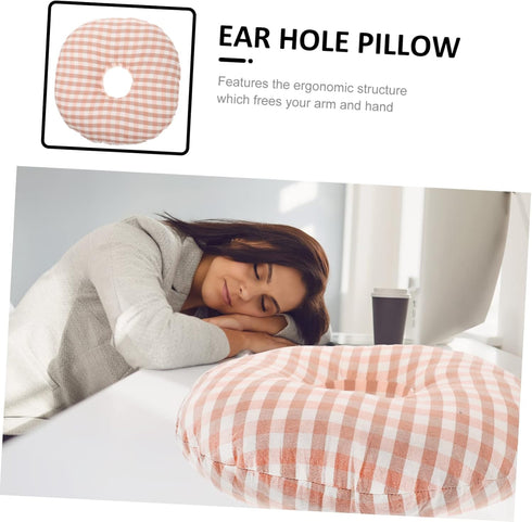 Unomor Ear Hole Pillow for Elderly Nursing Ergonomic Side Pillow with Hole for Comfortable Sleep Portable Office Ear