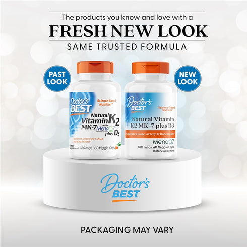K2 MK-7 D3 D3 K2 MK7 60 Doctor's Best Natural Vitamin Plus - VIT and Supplement for Men & Women, Supports Tissue