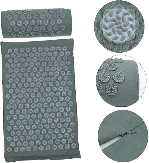 Set 2pcs GALPADA Acupoint Massage Mat and Pillow Non-Slip Yoga Exercise Mat with Acupuncture Therapy Pillow