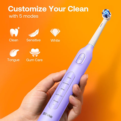 Bitvae R1 Rotating Electric Toothbrush with 8 Brush Heads, 60-Day Battery Life, 5 Modes Rechargeable Power Toothbrush