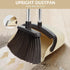 Broom and Dustpan Set, Heavy Dust Broom Combo for Home, Long Handle Dust Pan and Broom Set for Kitchen, Office, Beige