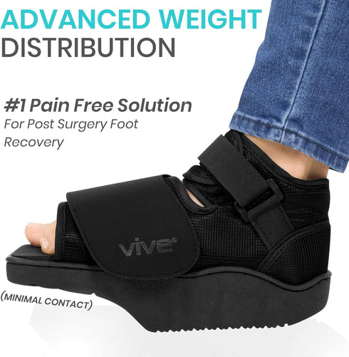 Vive Offloading Post-Op Shoe - Forefront Wedge Boot for Broken Toe Injury, Non Weight Bearing Medical Recovery