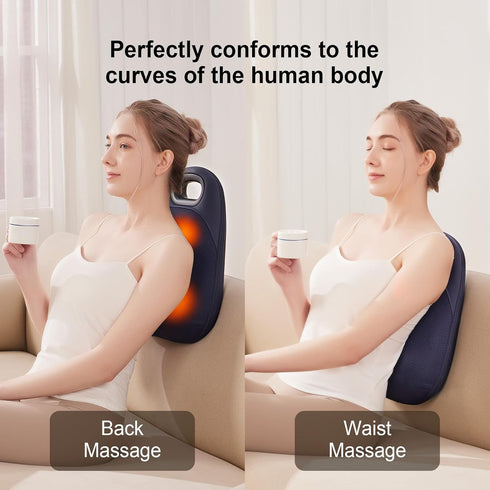 HawuMasseur ,4D 4 Shiatsu Neck and Back Massager ,With Heating and Bidirectional Rotation Heads Electric Massage Pillow
