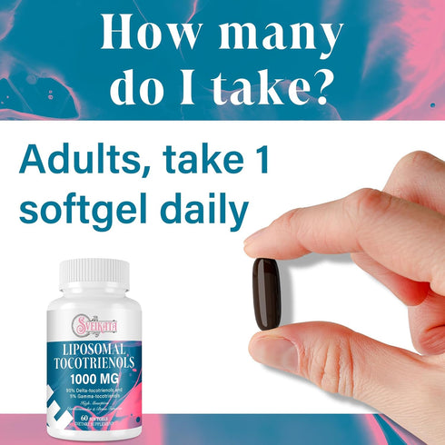 Liposomal Tocotrienols Supplement 1000mg, Vitamin E, 95% Delta-tocotrienols, 5% Gamma-tocotrienols, 60 Softgels for