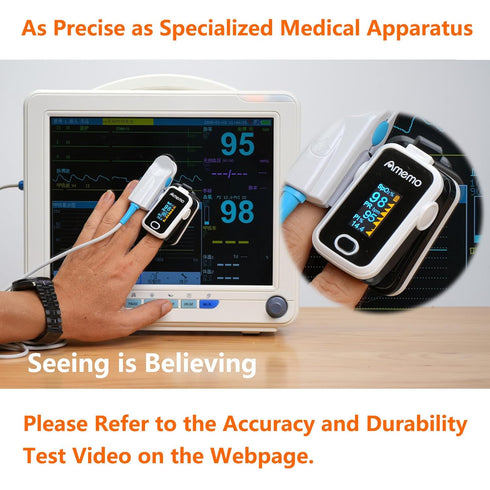 Monitor(SpO2) Pulse Oximeter,OLED Display Oxygen Monitor Fingertip,Blood Oxygen Saturation with Carrying Case,Silicone