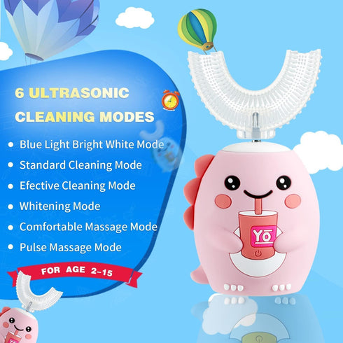 Kids Electric Toothbrushes, U Shaped Ultrasonic Toothbrush,Rechargeable Kids Toothbrush w/Smart Timer,IPX7 Waterproof Design,Sonic Toothbrush Kids with 6 Modes,(8-15y, Pink)……