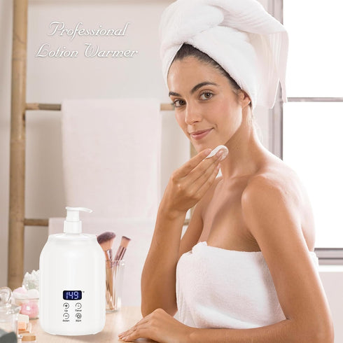 Meifuly Oil Warmer for Massage Therapy & Personal Use, Quick Lotion Warmer Heats Up, with Two Bottles, Adjustable