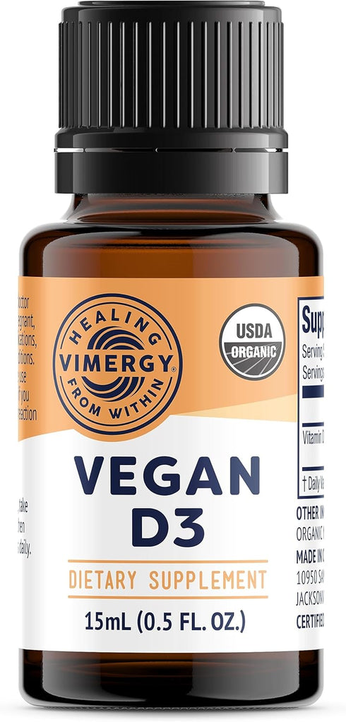 Vimergy Organic Vegan Vitamin D3 Extract, 96 Servings – Supports Healthy Immune System & Strong Bones – Alcohol Free