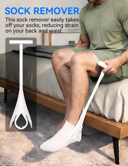 Sock Aid with Foam Handles Flexible Sock Aid Device with Long Rope - Sock Aids for Putting on Socks, Sock Helpers