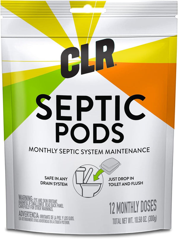 CLR Septic System Treatment Pods, Hassle-Free, Easy to Flush, Dissolvable, Biobased Ingredients, Helps Prevent Clogs