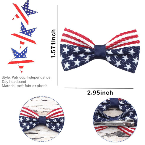Independence Day Hair Clips American Flag Hair Bow Clips for Baby Girls, 2Pcs American Flag Hairpins Hair Bows Hair Barrettes Hair Accessories for Patriot 4th of July