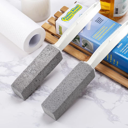 2 Pack Toilet Cleaner Hard Water Build Up Remover with Ergonomic Handle, Pumice Cleaning Stone for Kitchen & Bathroom